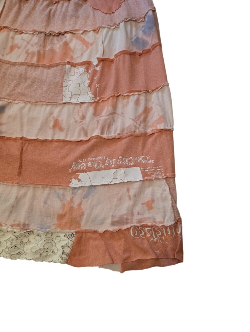 Multiple Threads Upcycled Boho Patchwork Maxi Skirt Pink Lace Rare find - Picture 11 of 13